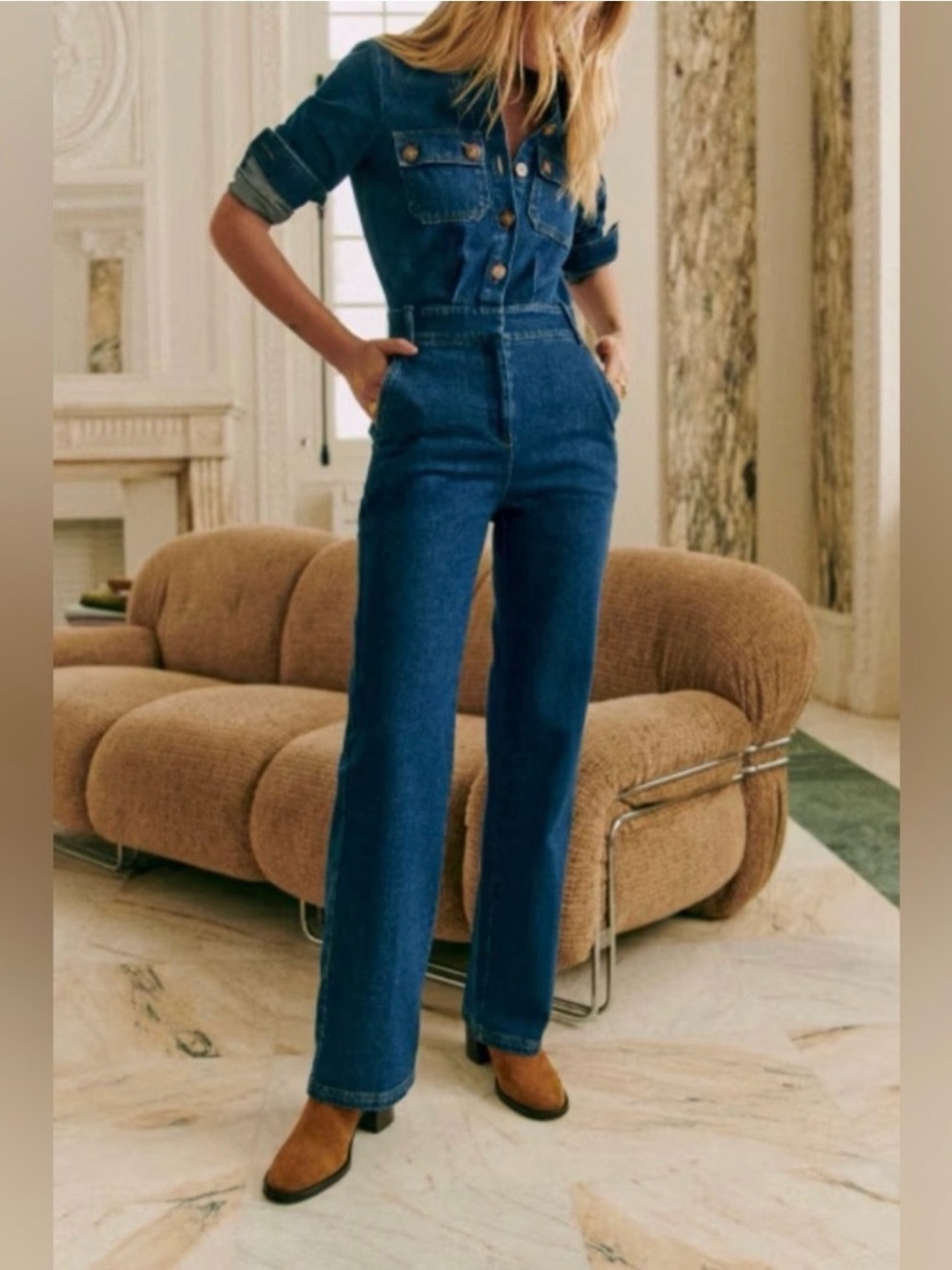 Sezane Brooklyn denim jumpsuit